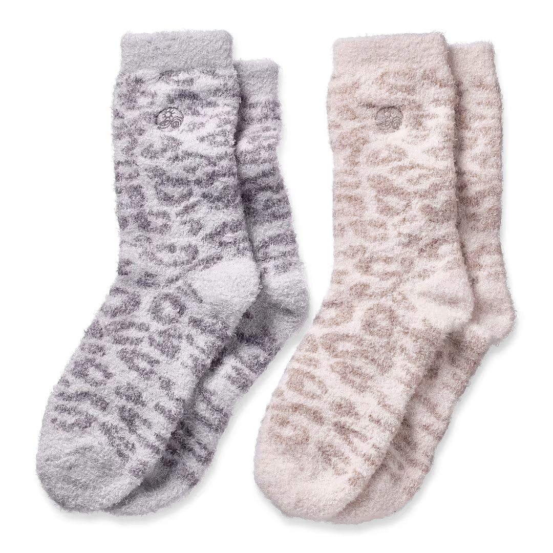 Earth Therapeutics  Leopard Aloe Moisture Luxury 2 Pack Socks