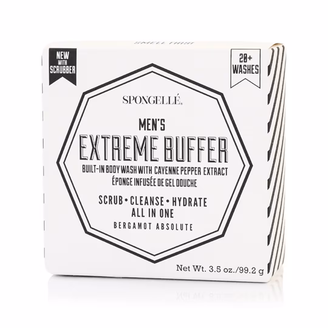 SPONGELLE  Extreme Buffer Bergamot Absolute Men's Body Buffer | Body Wash Infused Buffer