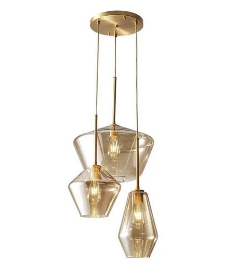 Pendant Lighting Glass Triple Hanging Pendant Light Fixture Glass,Vintage Hanging Ceiling Light Fixture, Fixture Glass Surrounded LED Lighting Fixture Kitchen, Island, Table Hallway Interior Lighting