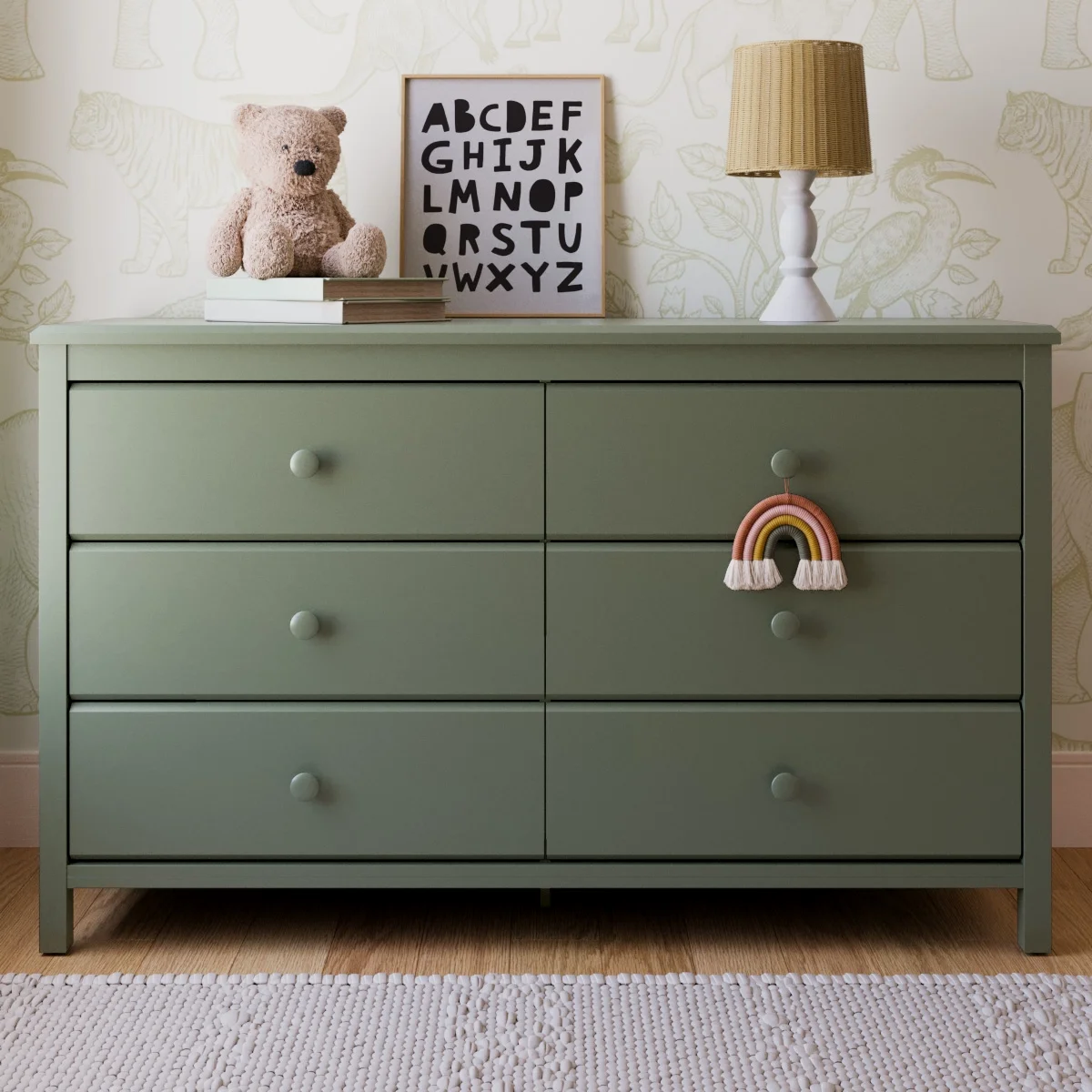 Storkcraft Alpine 6 Drawer Nursery Double Dresser, Olive