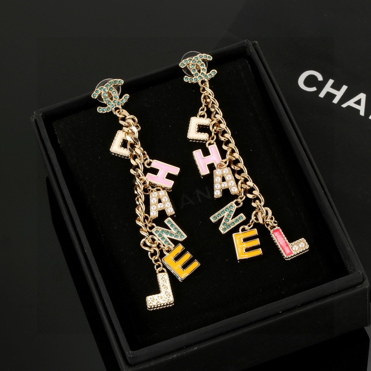 Chanel Letter Stud Earrings