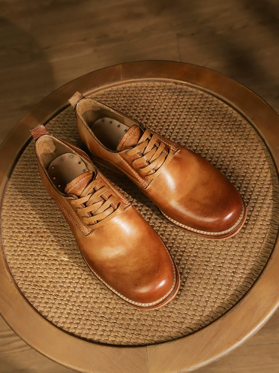 Men's handmade washed cowhide casual leather shoes