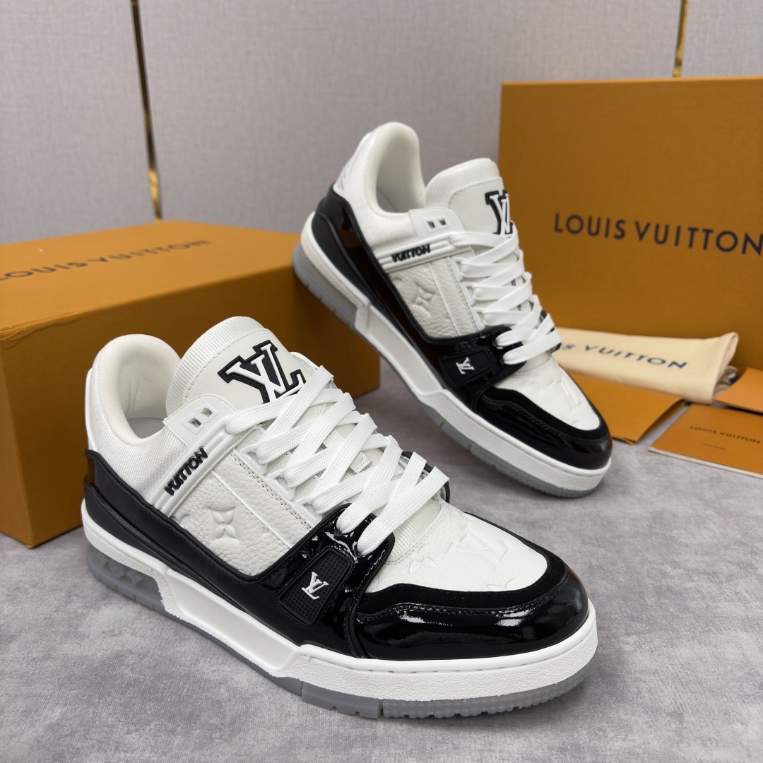 LV Trainer Sneakers Black & White High Quality