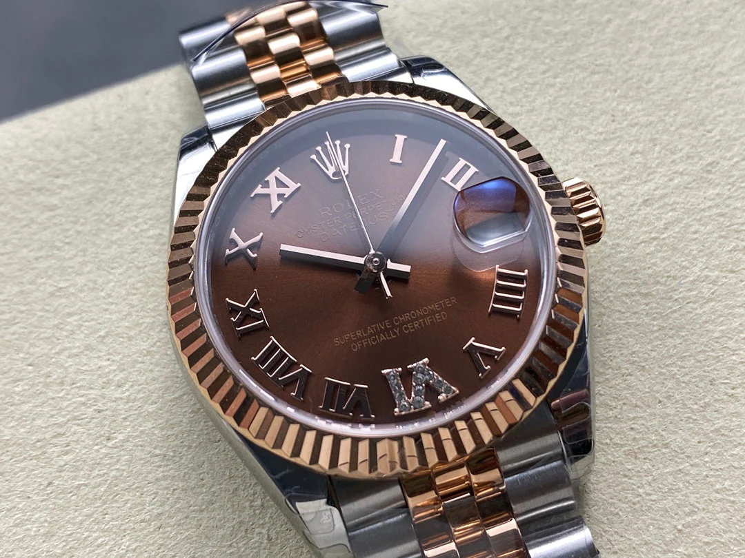 Rolex Watch Datejust 31mm Pink Gold Steel Chocolate Dial