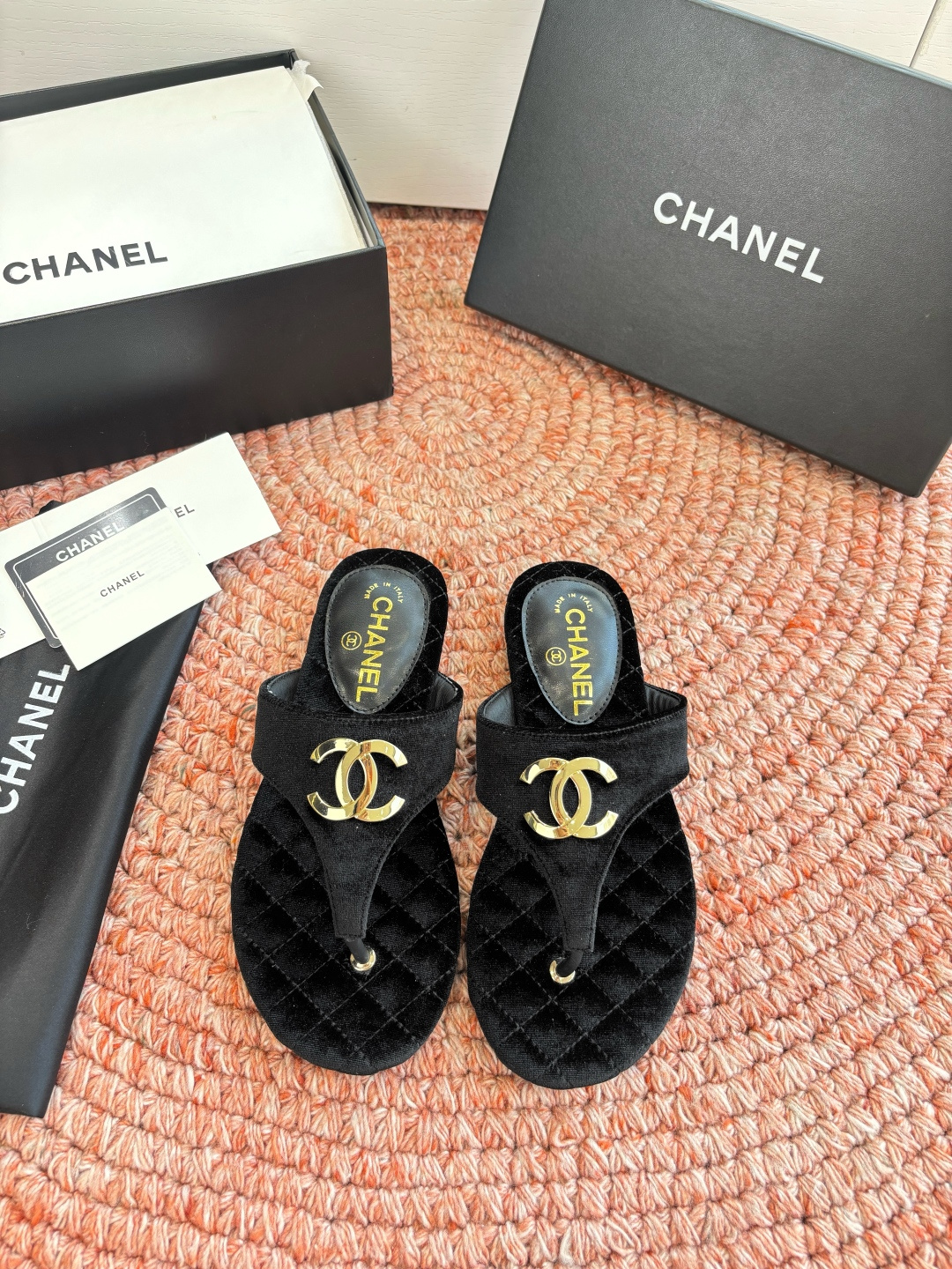 Chanel CC Logo Thong Sandals