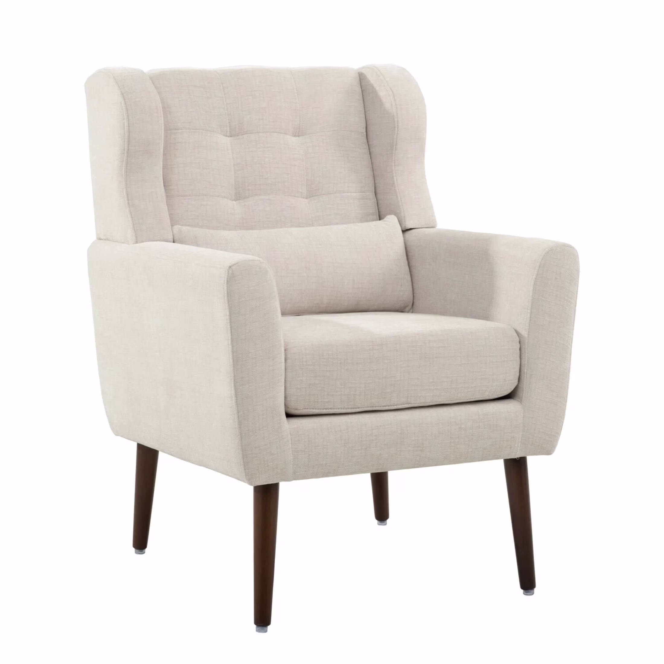 AISWORD Modern Accent Chair, Upholstered Armchair with Pillow, Fabric Single Sofa Chair with Lounge Seat and Wood Legs Accent Chair for Living Room Bedroom Small Spaces, Black