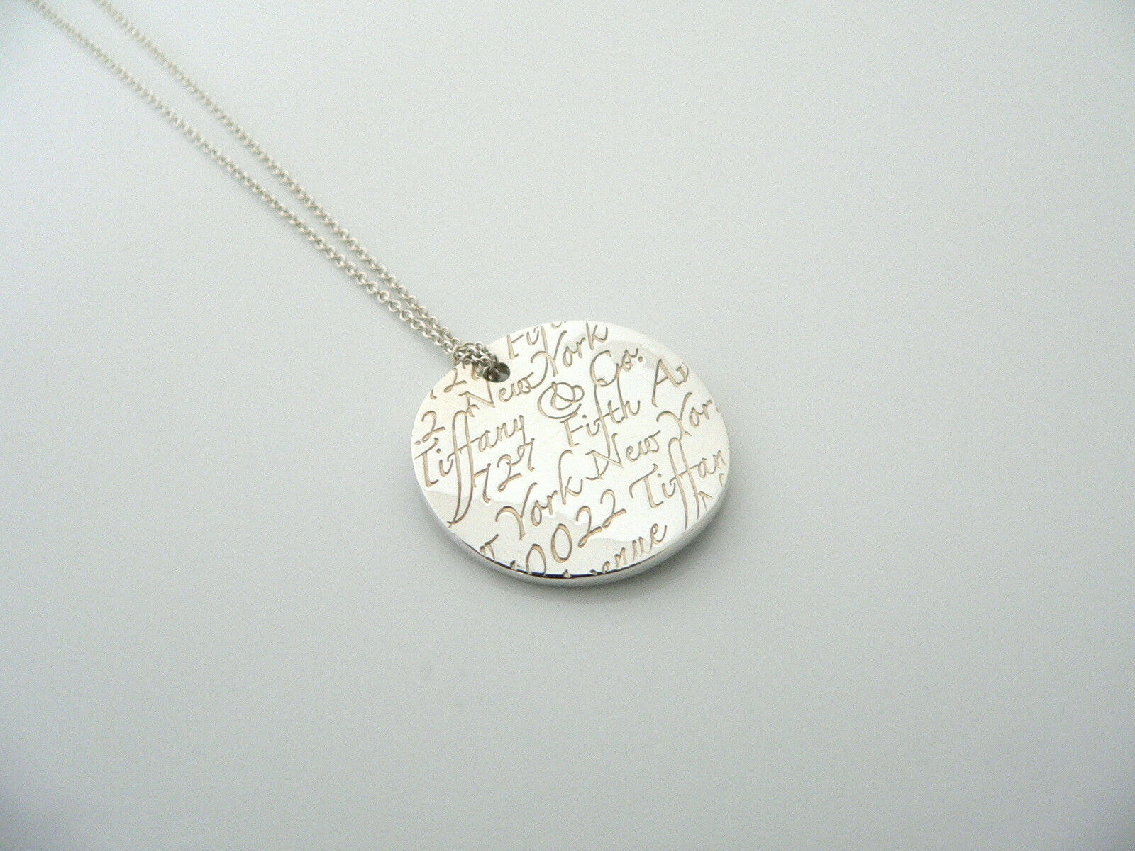 Tiffany Co Silver Notes Circle Round Necklace Pendant Charm 19 Inches Gift Love