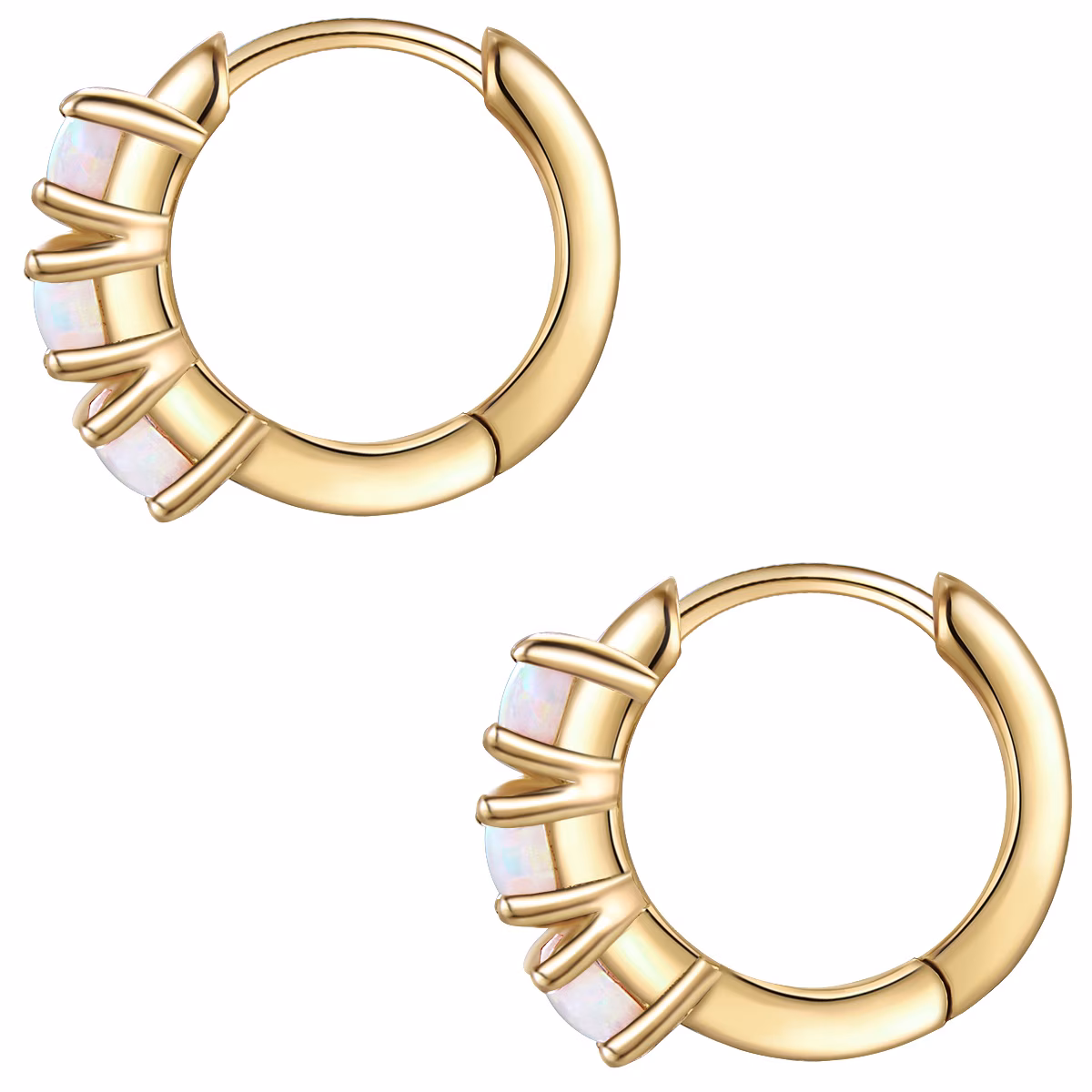 Creolen aus Sterling Silber in gelbgold mit Opal (synth.)