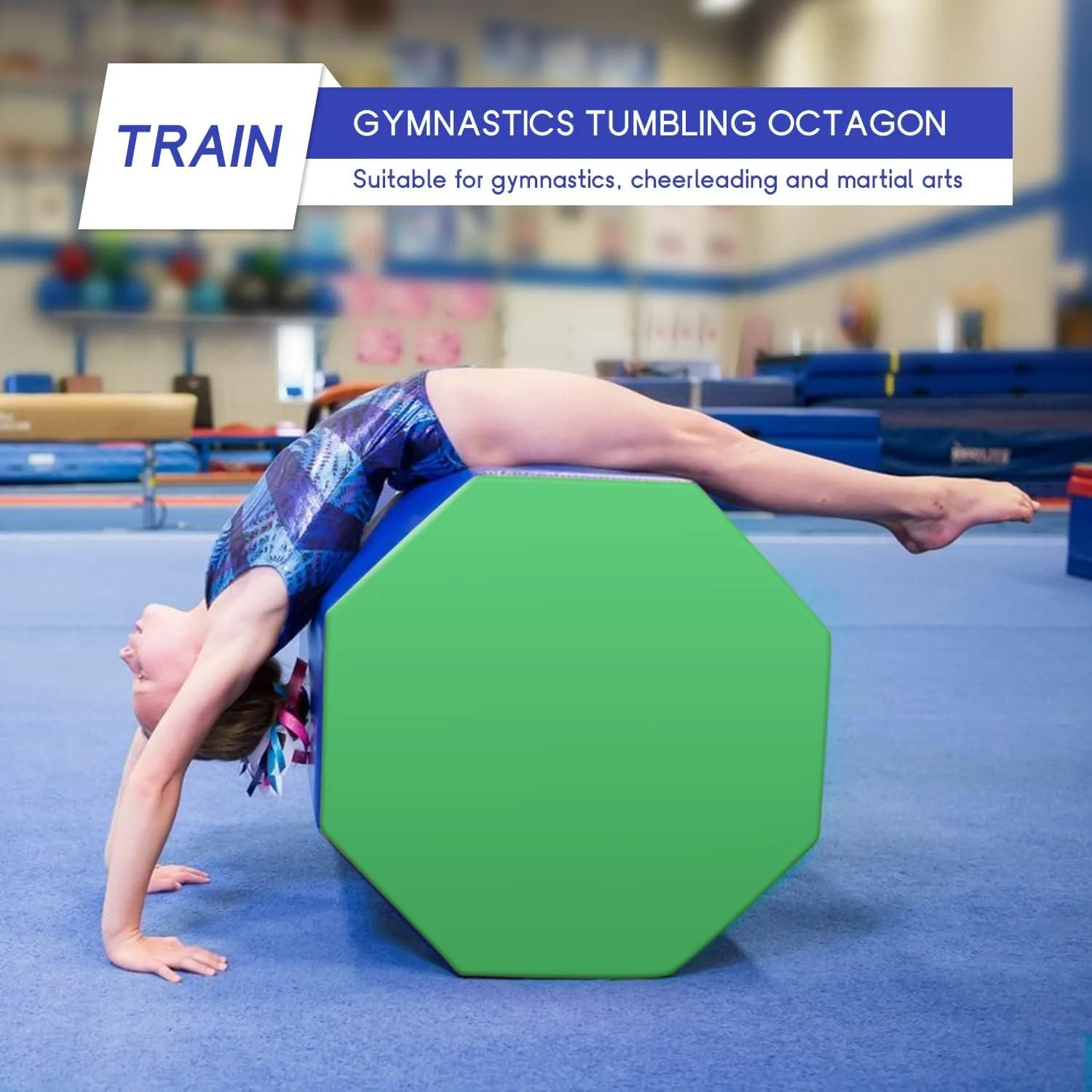 YRLLENSDAN Octagon Tumbler Octagon Mat Gymnastics 24.4" x 25.6" Gymnastic Equipment Mat Tumbling Mats for Gymnastics Gym Fitness Home, Blue