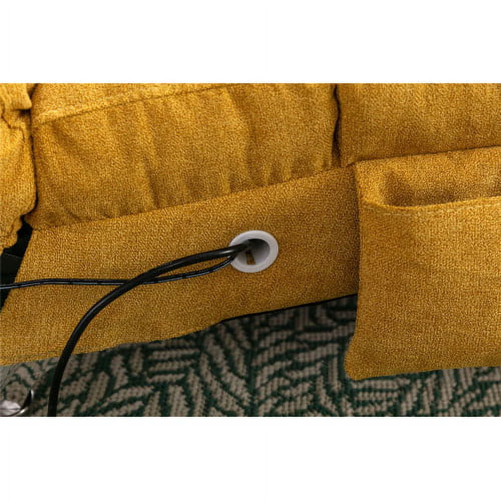 Electric Massage Chaise Lounge Chair, Upholstered Modern Recliner, Indoor Long Lounger for Bedroom, Living Room, Office, Mustard