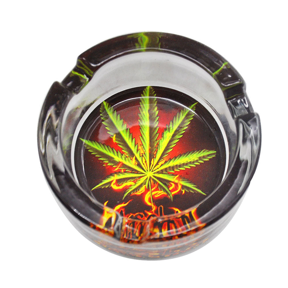 Marijuana Leaf Glass Ashtray (Random Pattern)