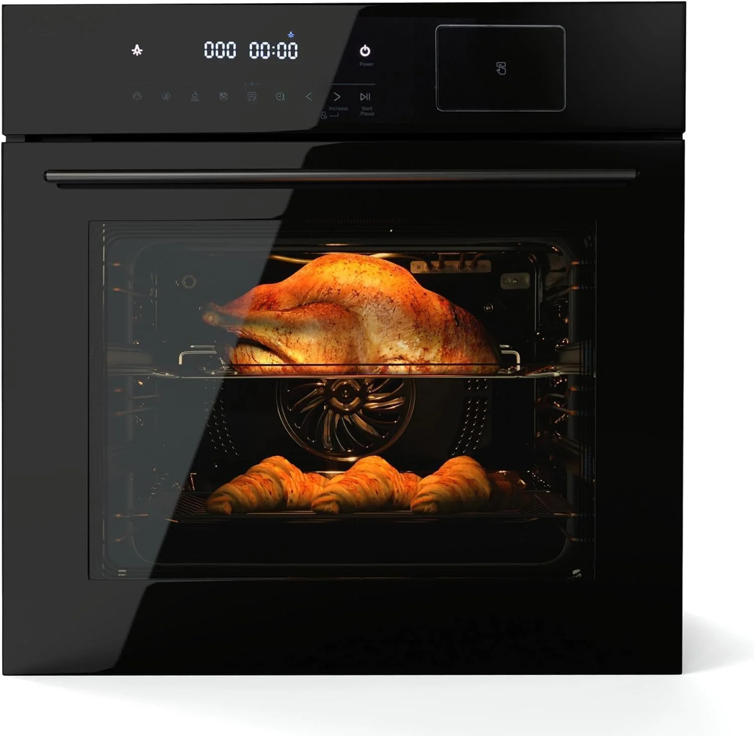 24" Built-In Electric Wall Oven with Air Fryer, 2.5 Cu.Ft Capacity, 8 Baking Modes & Steam Cooking