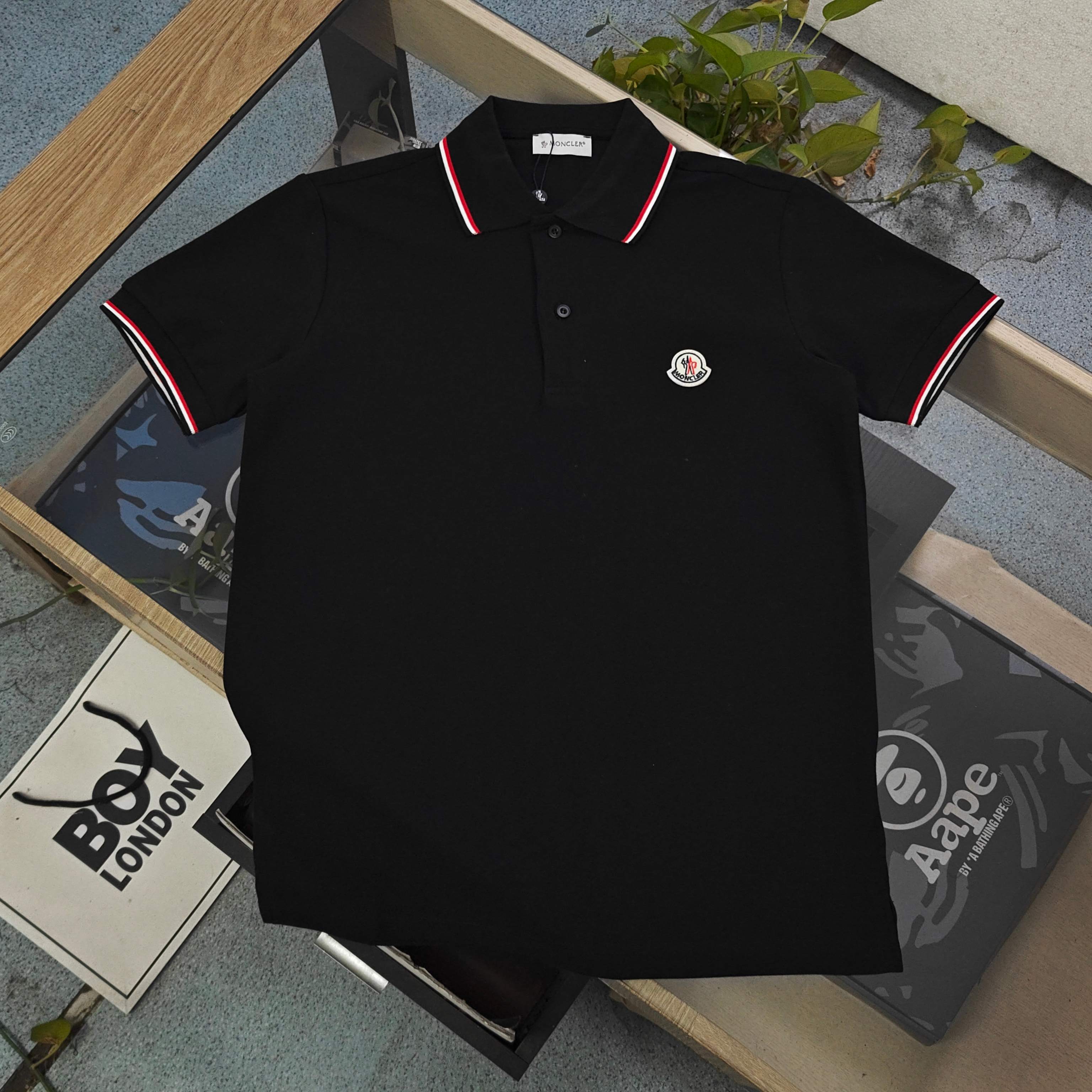 Moncler Double Striped Trim Polo Shirt