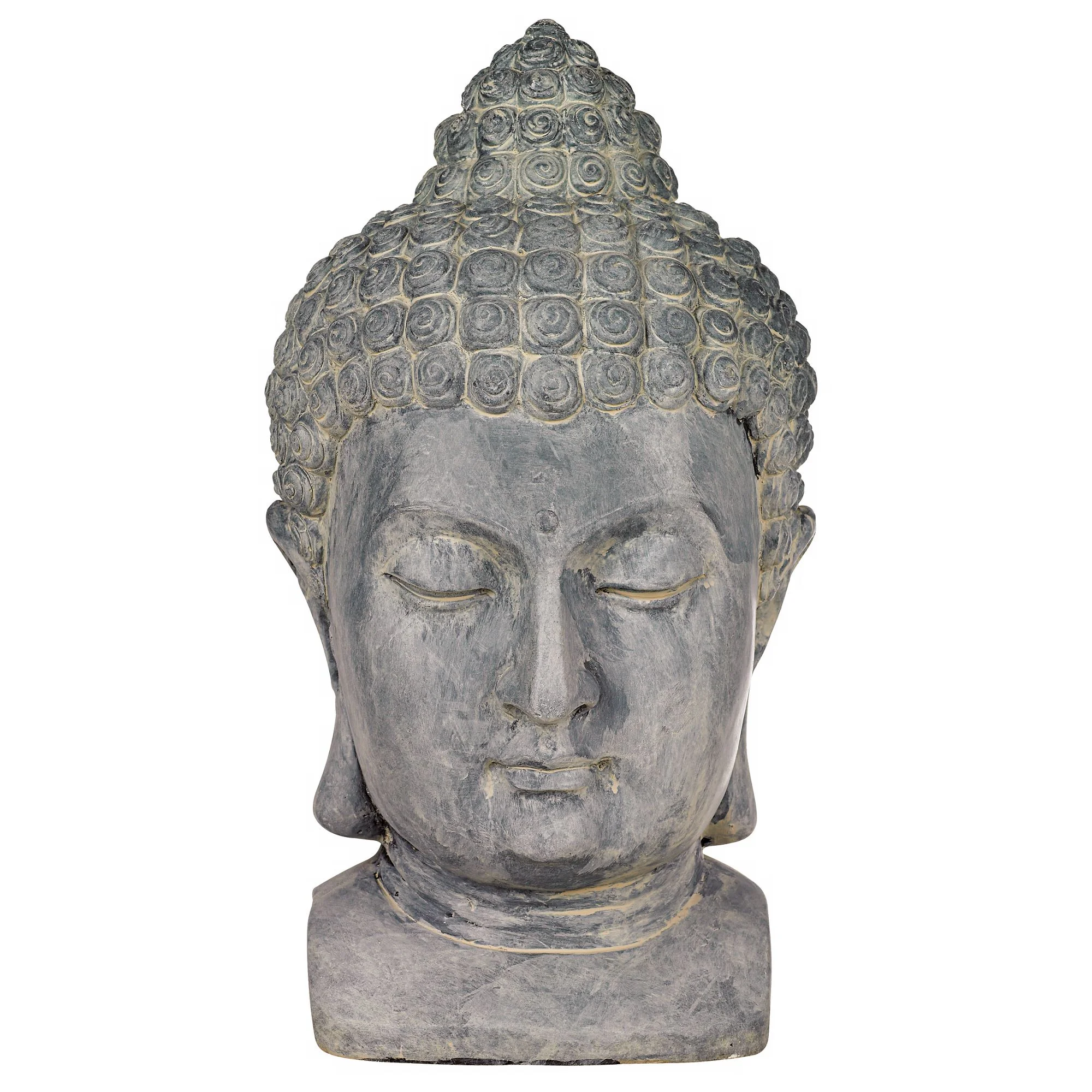 John Timberland Meditating Buddha Head Statue Sculpture Zen Asian Garden Decor Outdoor Front Porch Gray Faux Stone 18 1/2" Tall