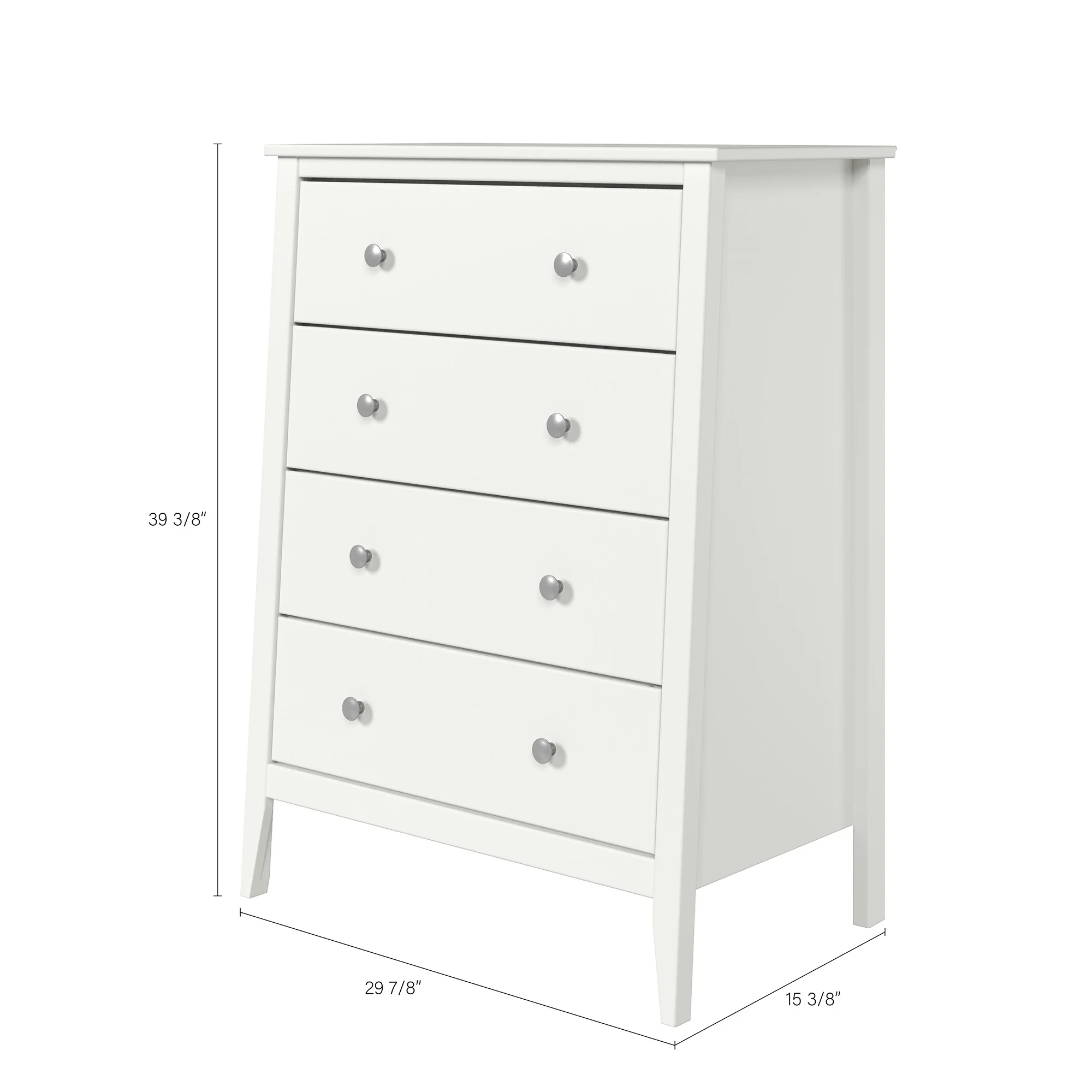 Jela Solid Wood 4 Drawer Dresser - White