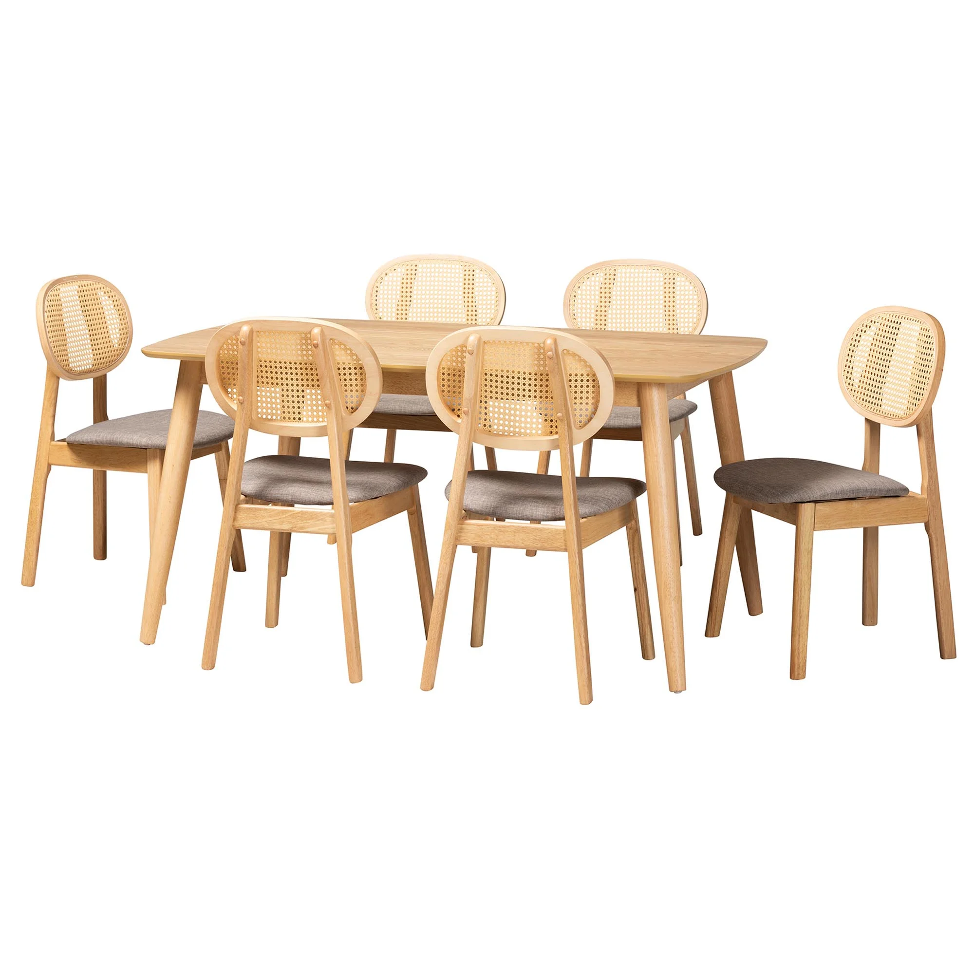 Baxton Studio Darrion Mid-Century Modern Cream Fabric and Black Finished Wood 5-Piece Dining Set