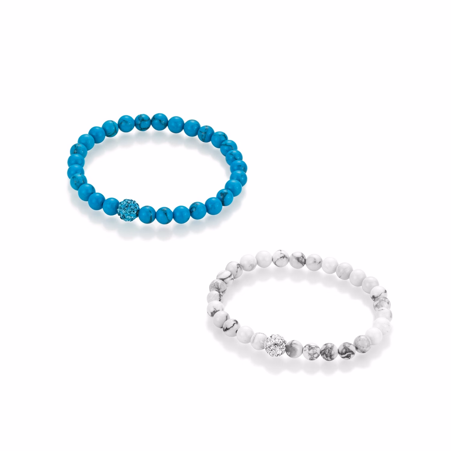 Armband Armbänder Howlith und imit. Türkiskugeln, Kristallsteine