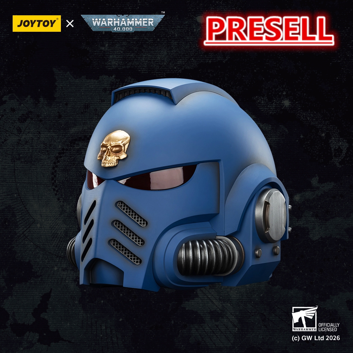 JOYTOY Warhammer 40k 1: 1 Ultramarines Captain MkX Helmet & Display Stand - JOYTOY WORLD