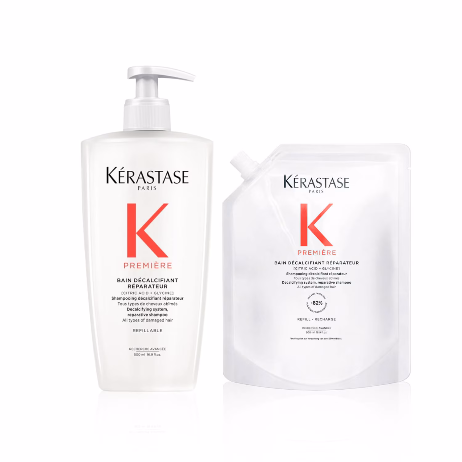 Bain Decalcifiant nachfüllbare Pumpflasche und Nachfüllpack Shampoo