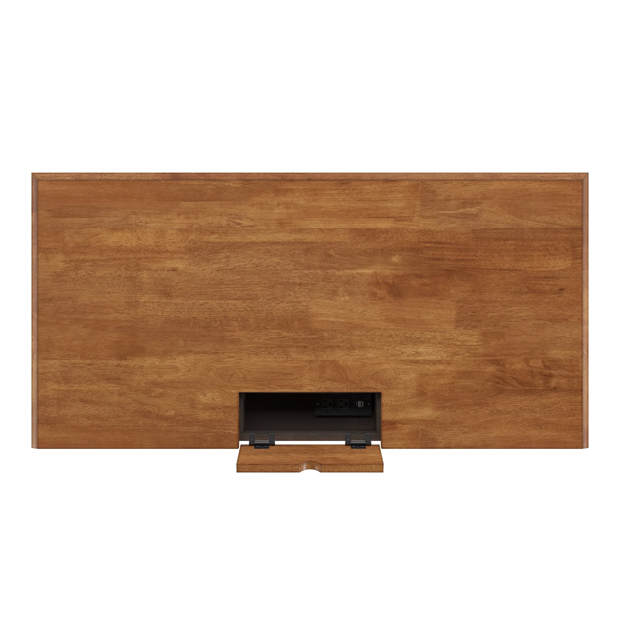 Weston Home Vance 1-Drawer Oak Top Desk with Charging Station, Antique Black