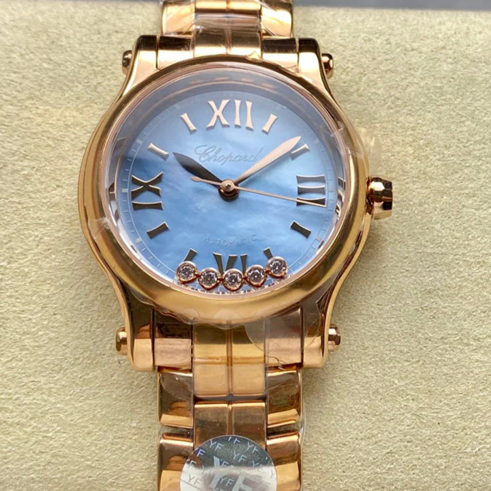 Chopard Watch Happy Diamond 30mm Gold Blue Dial