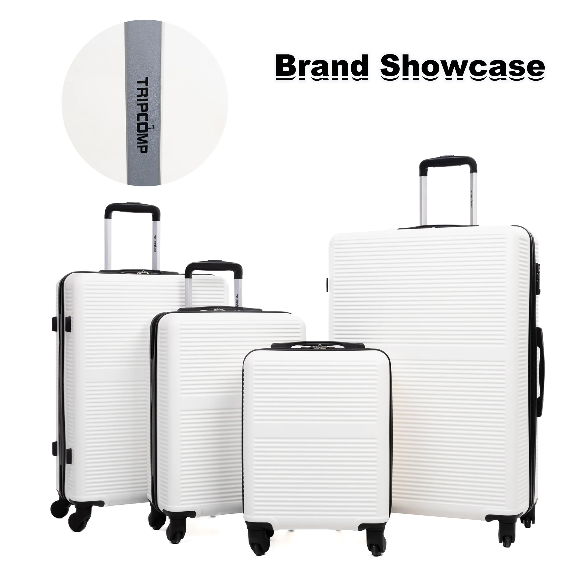 Tripcomp 7-Piece Hardside Luggage Set with TSA Lock Lightweight ABS+PC Suitcase (16/20/24/28 Inch) with 360 Silent Spinner Wheels, Duffel Bag and 2 Packing Cubes (White)