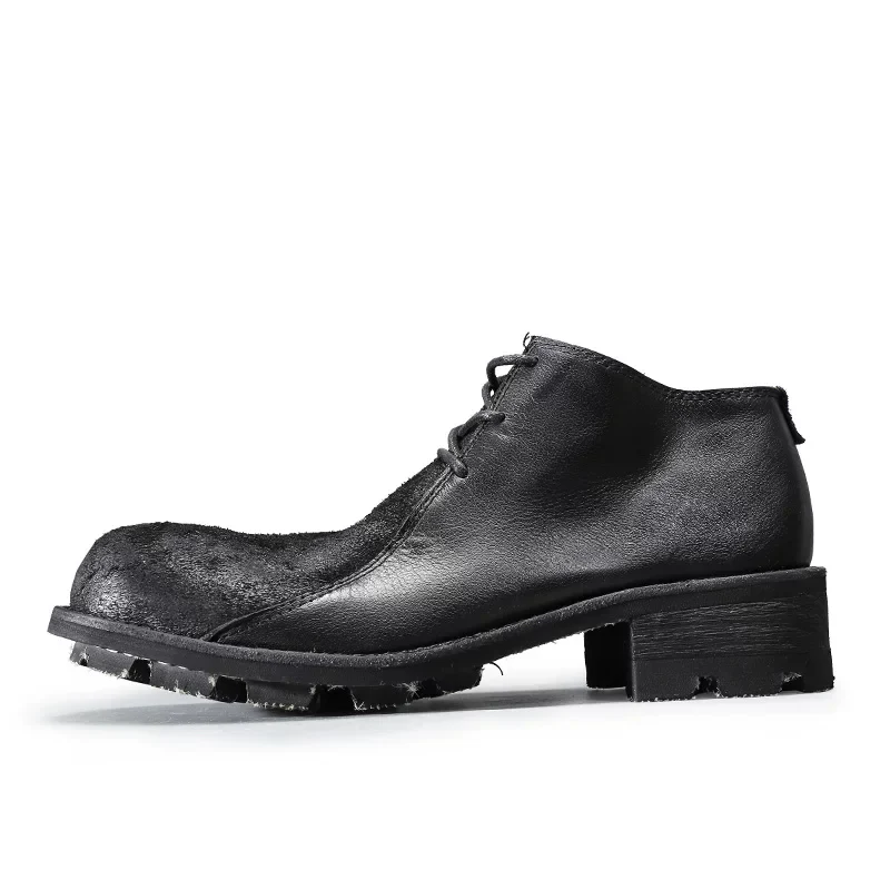 High-top round head low-top tooling casual leather shoes