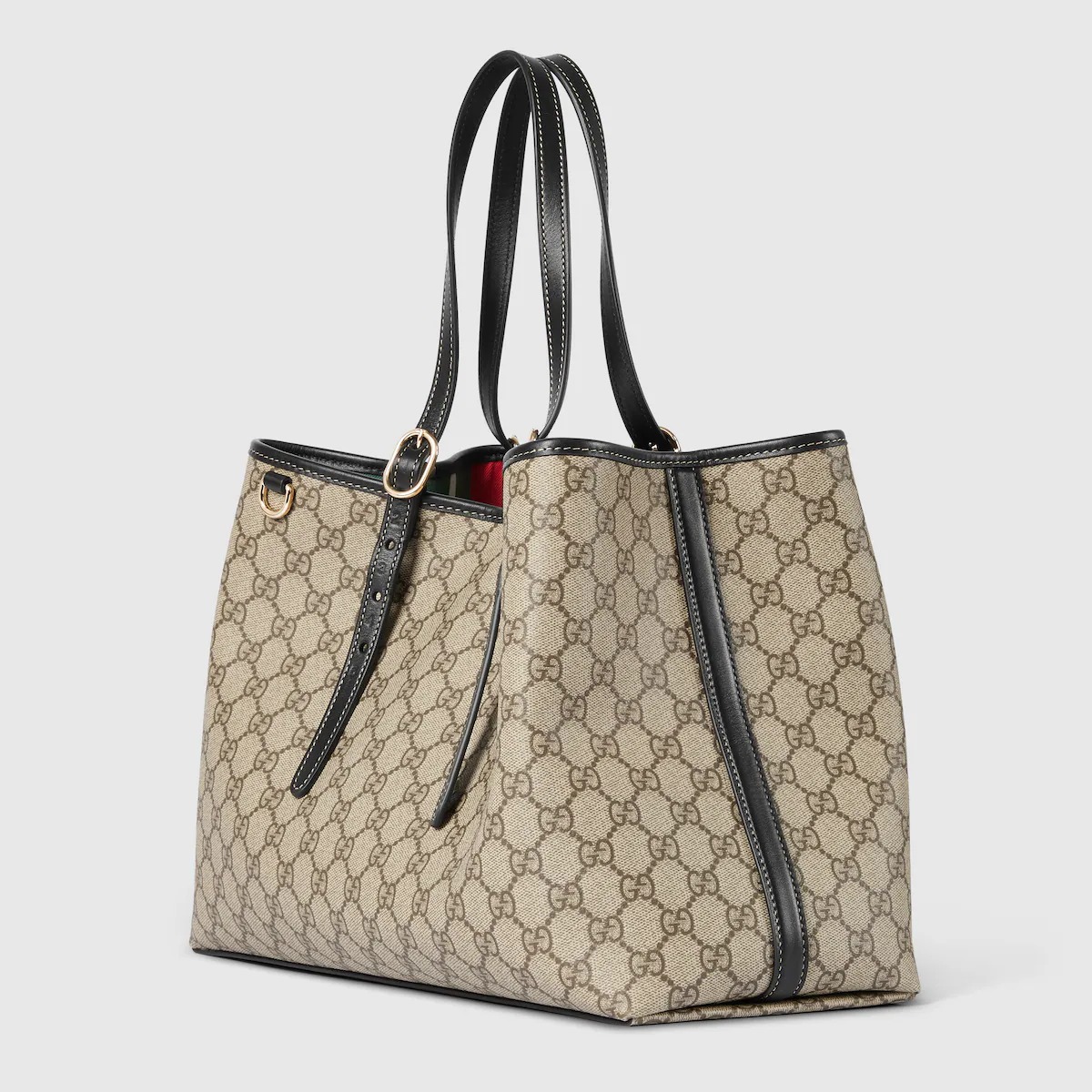 GG Emblem Large Tote Bag Beige and Brown