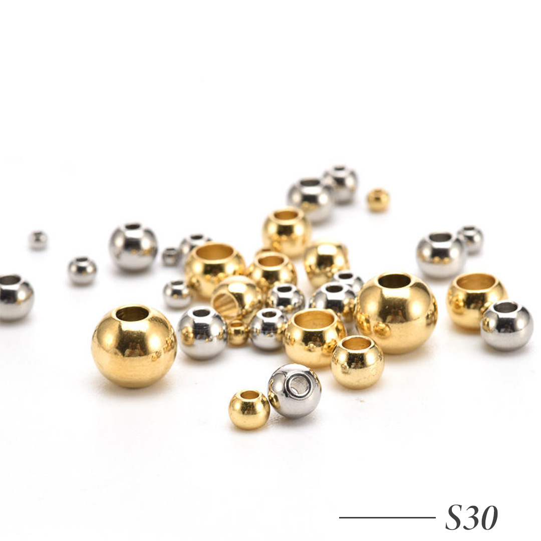 S30-Stainless Steel Round Spacer Beads 3mm-10mm Loose