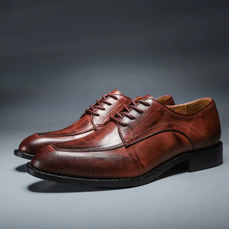 Men's retro first layer cowhide soft sole shoes