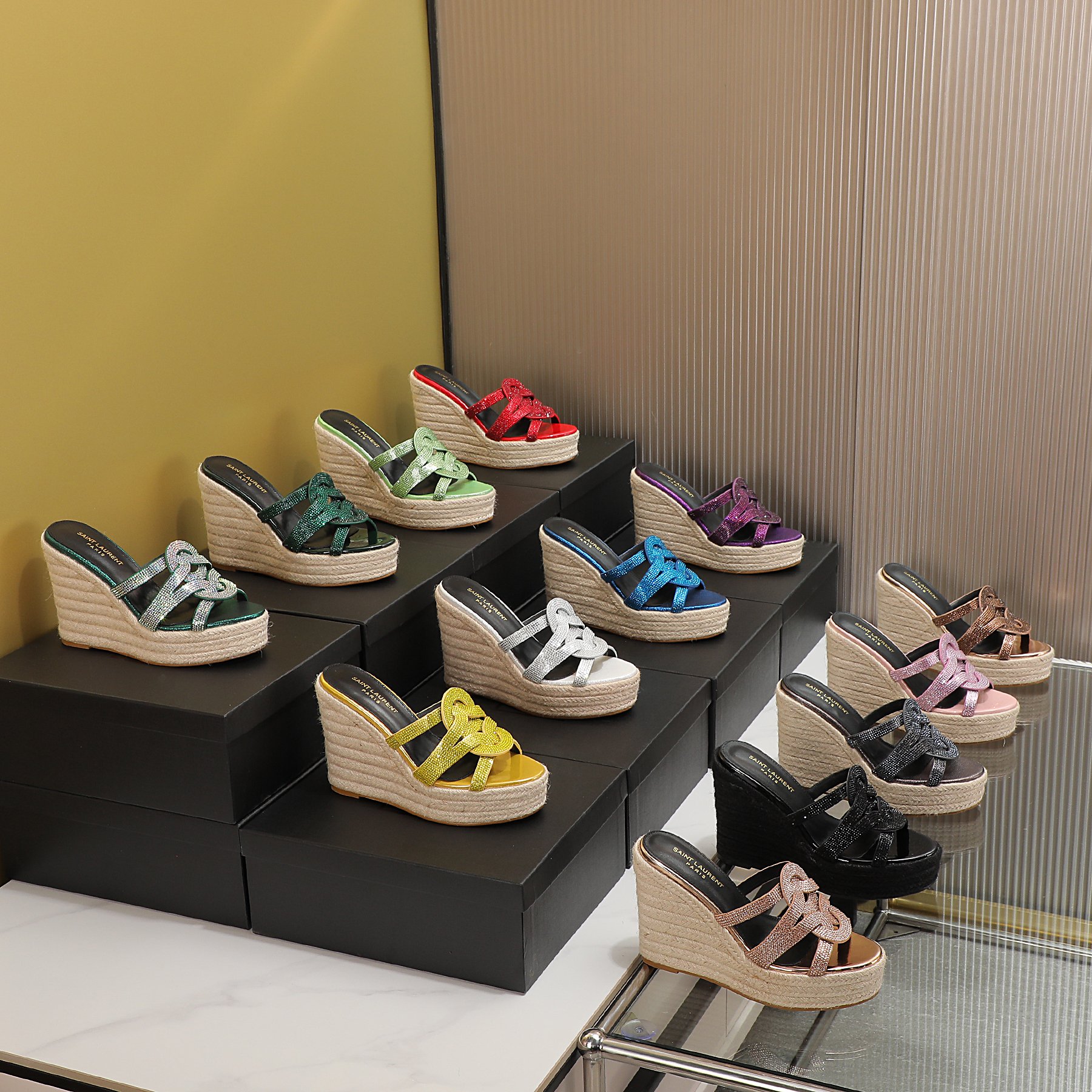 YSL Braided Wedge Sandals