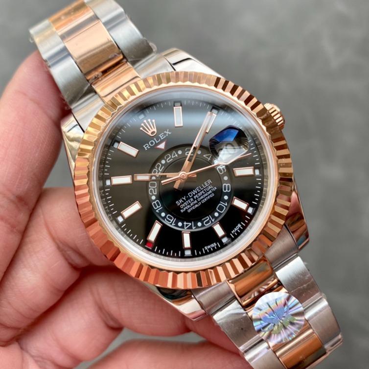 Rolex Watch SKY-DWELLER TWO-TONE 42 ROSE GOLD BEZEL BLACK DIAL