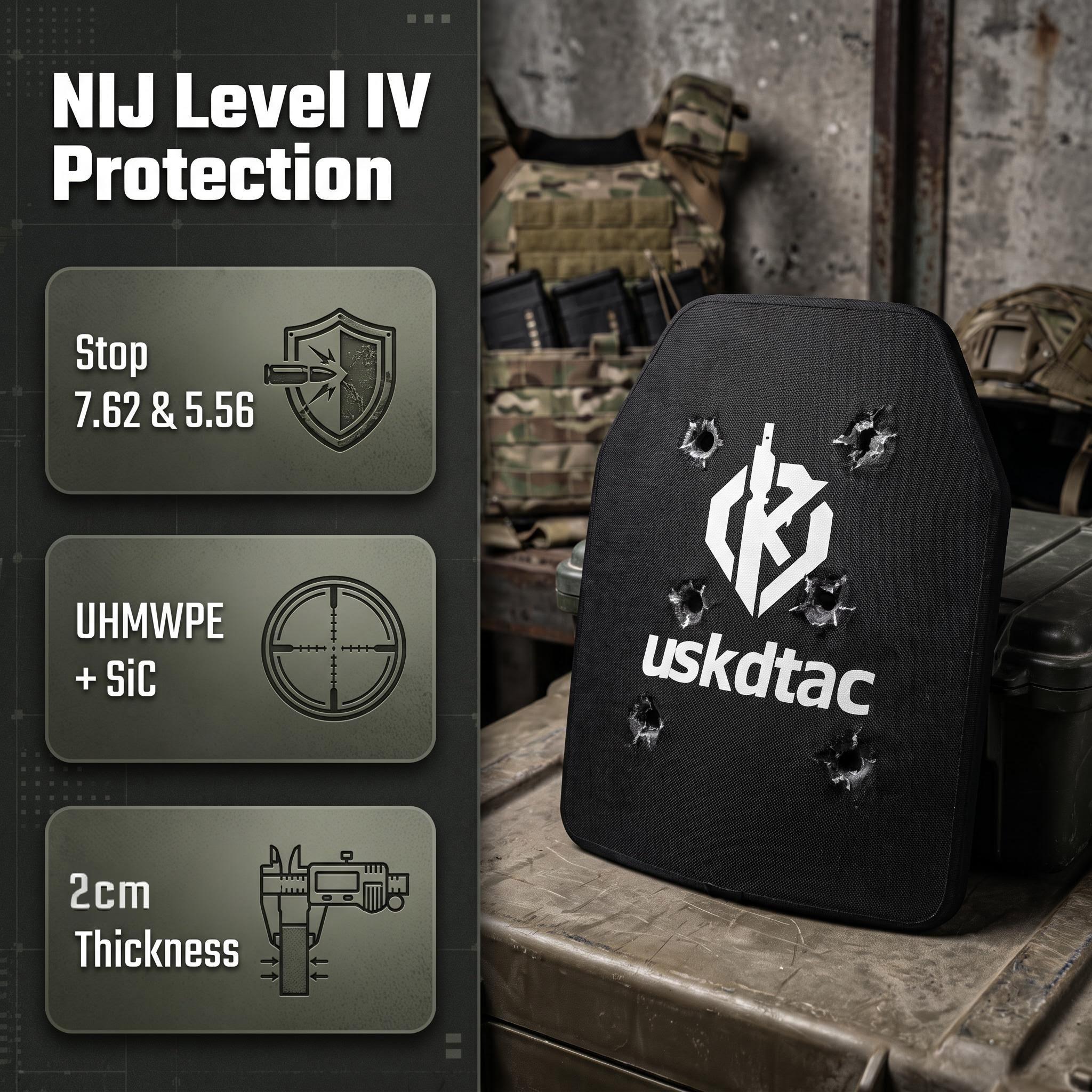 USKDTAC 2PCS NIJ IV Ballistic Plates-- SIC+PE