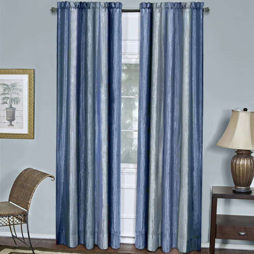 Designer Home Ombre Window Curtains, Modern Semi-Sheer Window Curtain Drape Shade Panels, Window Treatment for Livingroom, Bedroom and Kitchen, 50" x 63" Tie-Up Shade Blue