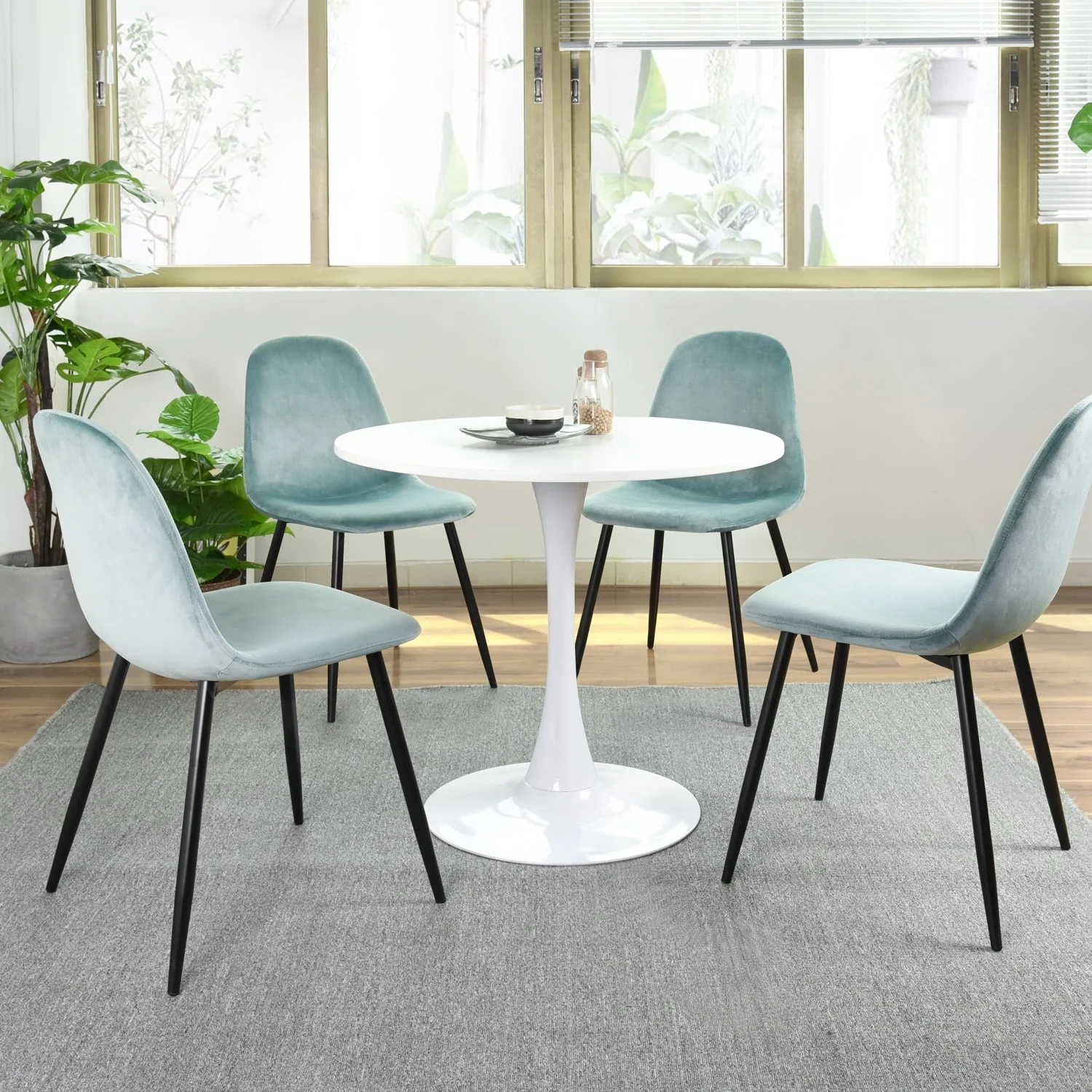 Homylin Modern 31.5 inches Round Dining Table Coffee Table with Pedestal Base in Tulip Design