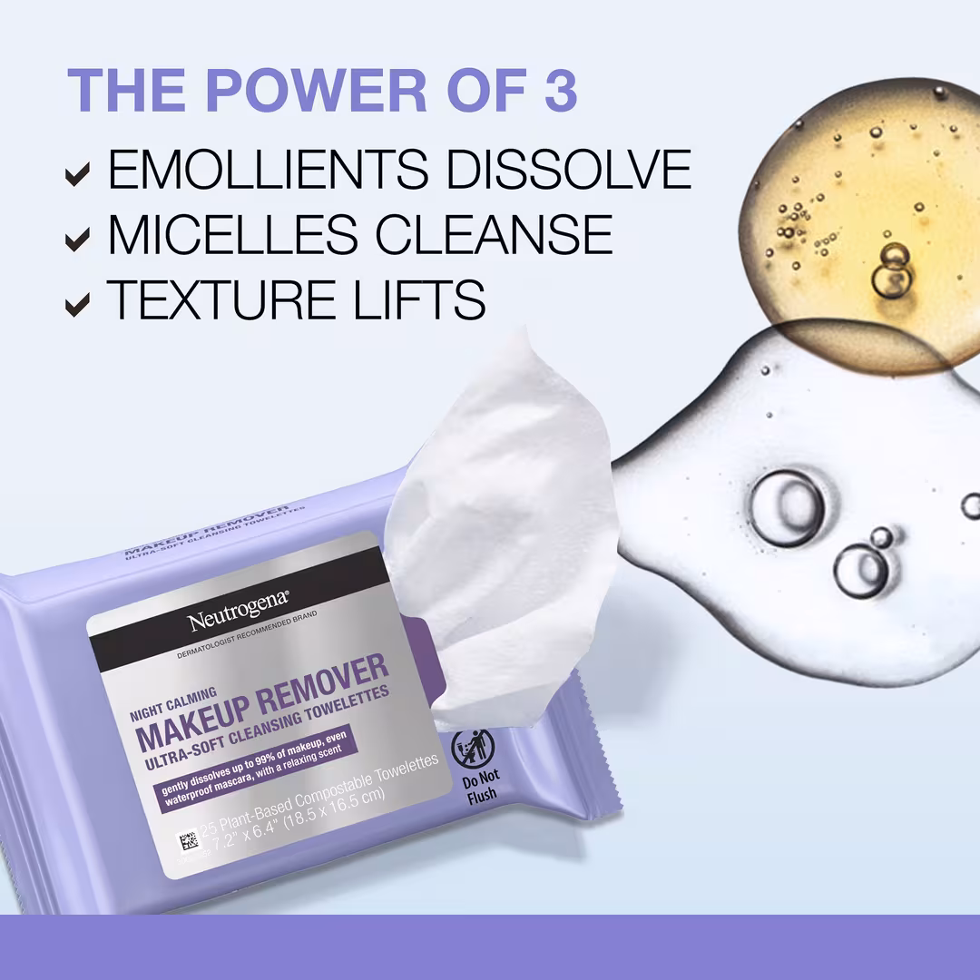 Neutrogena  Night Calming Makeup Remover Cleansing Towelettes Twin Pack