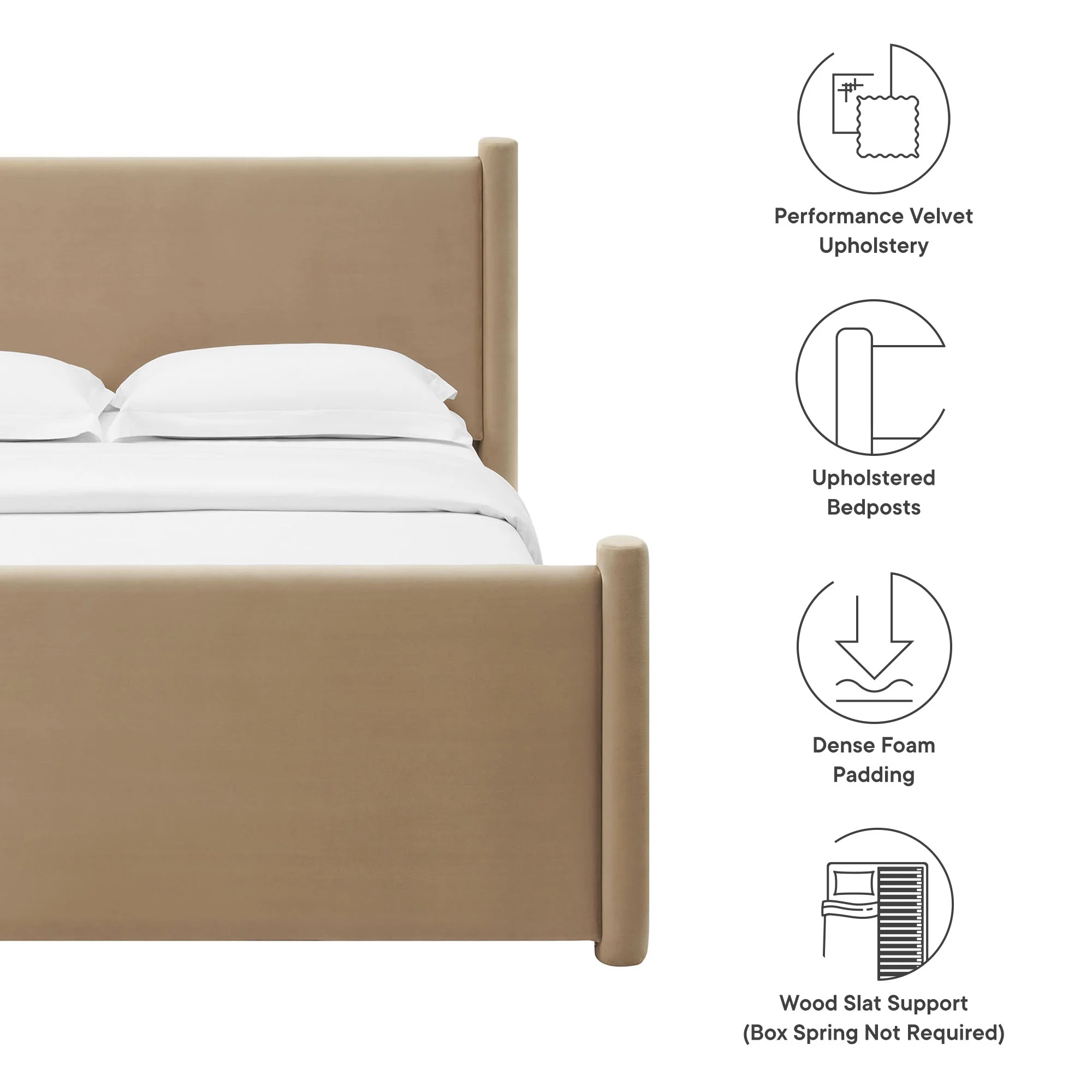 Modway Rael Performance Velvet King Platform Bed in Taupe
