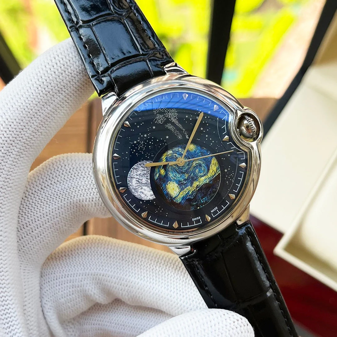 Cartier Watch Men Bleu Balloon 44mm Leather
