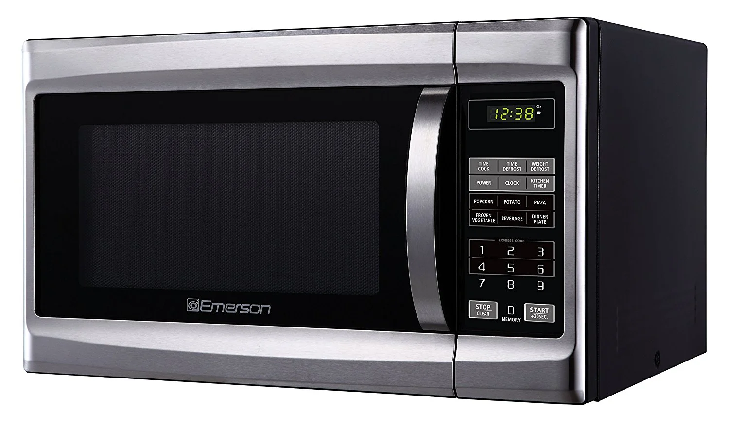 Emerson 1.3 Cu Ft 1000 Watt, Touch Control Microwave Oven, Stainless Steel/Black, MW1338SB