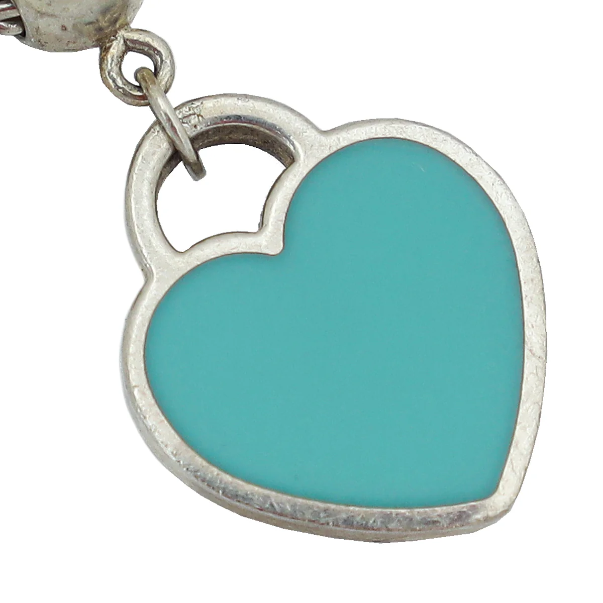 Tiffany & Co Silver Mini Heart Tag 1 Diamond Bead Bracelet