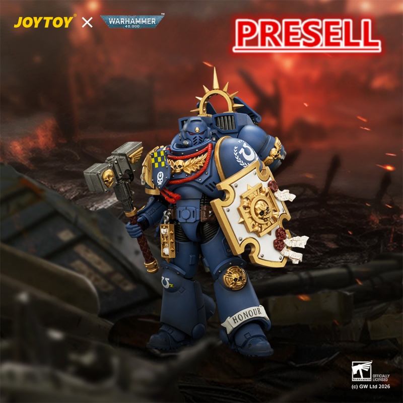 JOYTOY JT04414 Warhammer 40k 1: 18 Ultramarines Captain with Jump Pack and Relic Shield - JOYTOY WORLD
