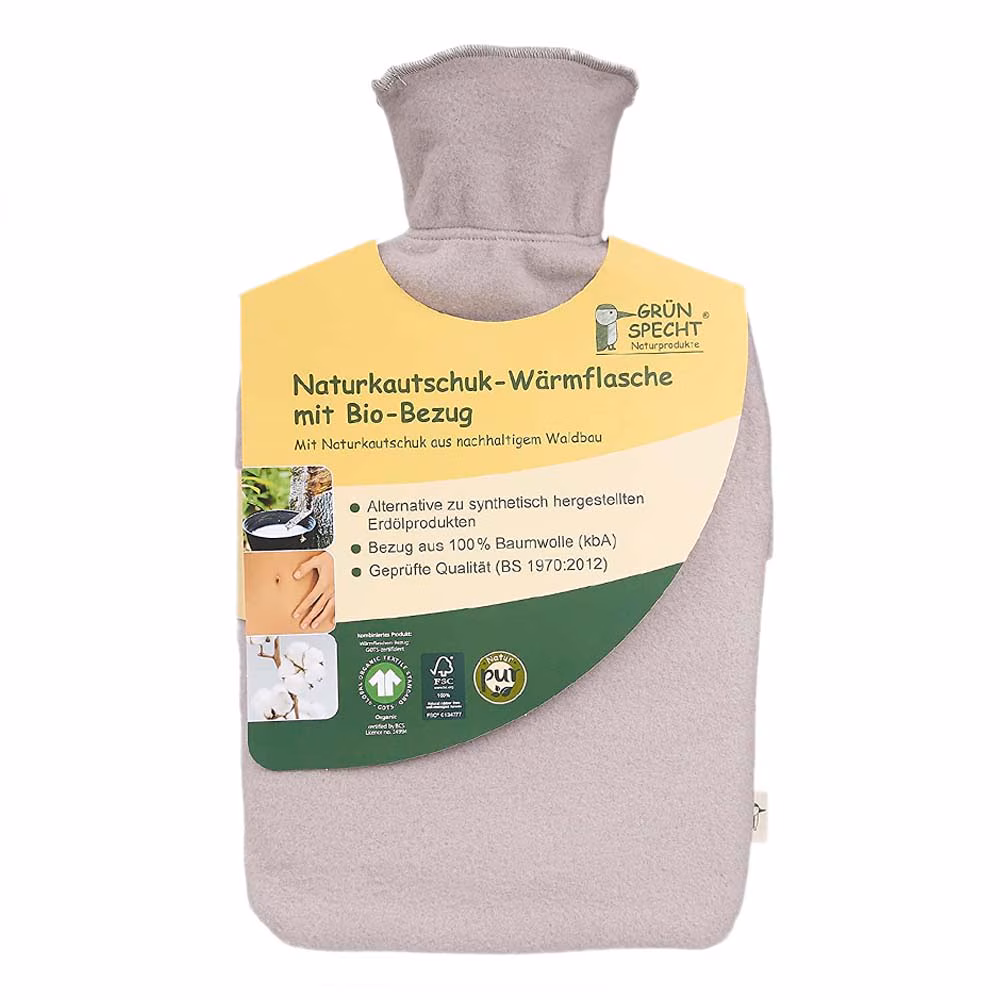 Naturkautschuk-Wärmflasche mit Bio-Bezug