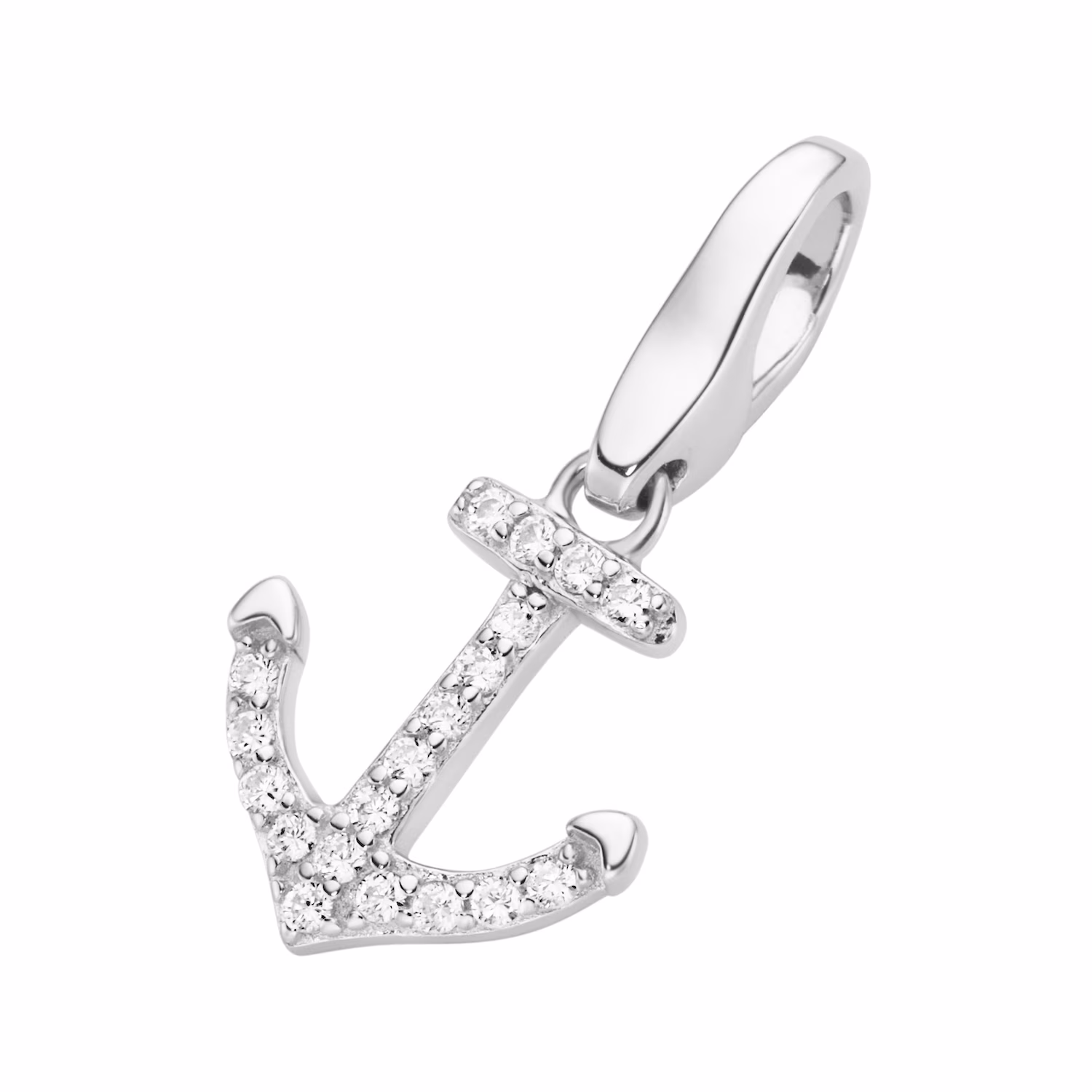 Charm Anker mit Zirkonia, Silber 925