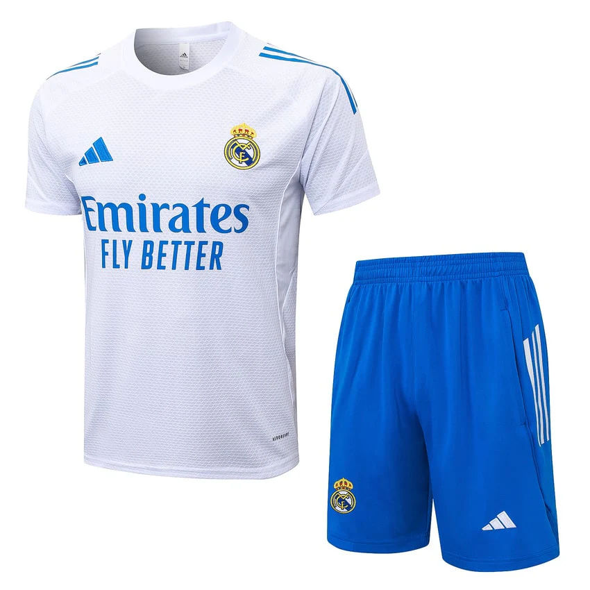 Real Madrid Jersey Shorts Set Men 2025 2026 White Blue