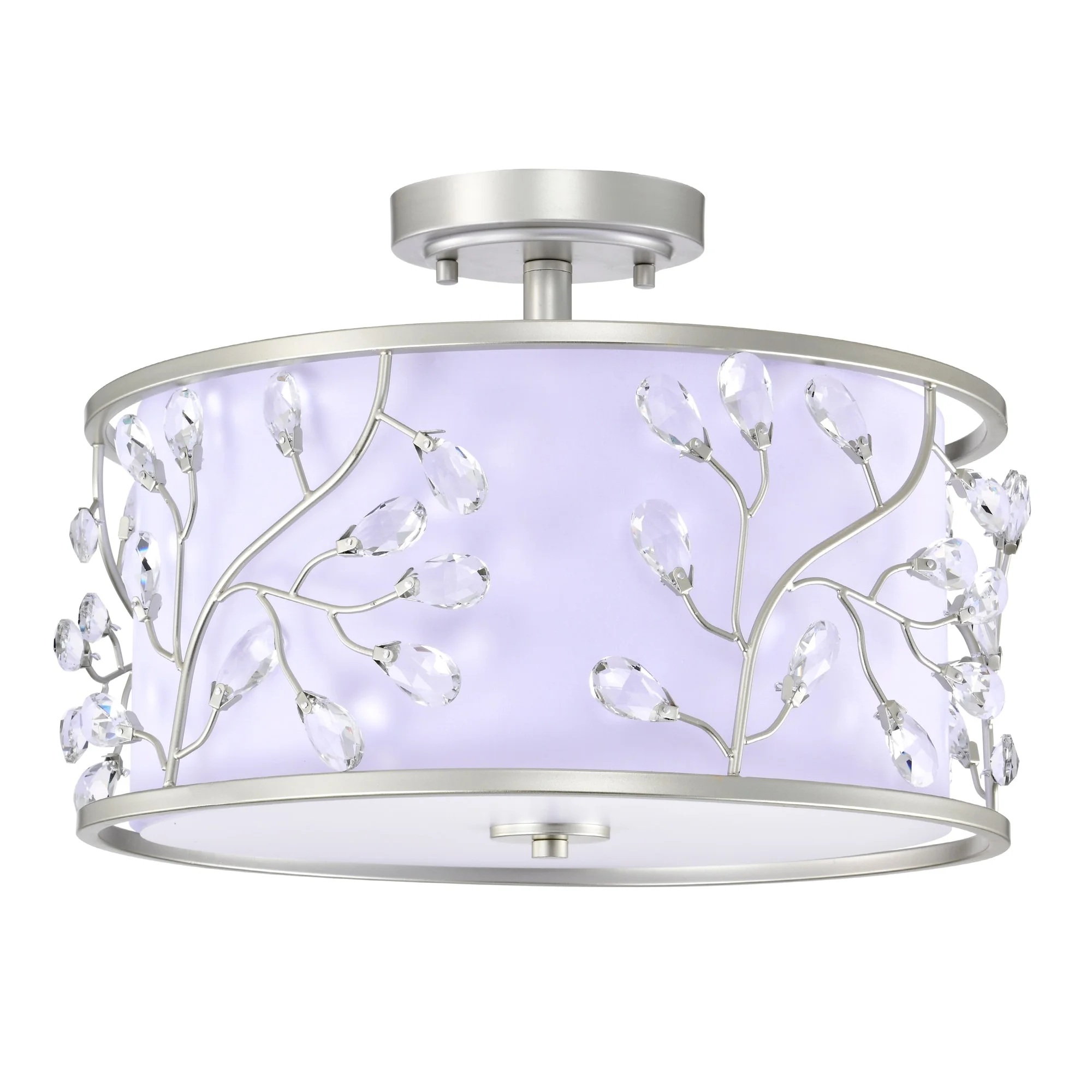 Lala 20 in. 3-Light Indoor Satin Silver Finish Semi-Flush Mount Ceiling Light with Light Kit