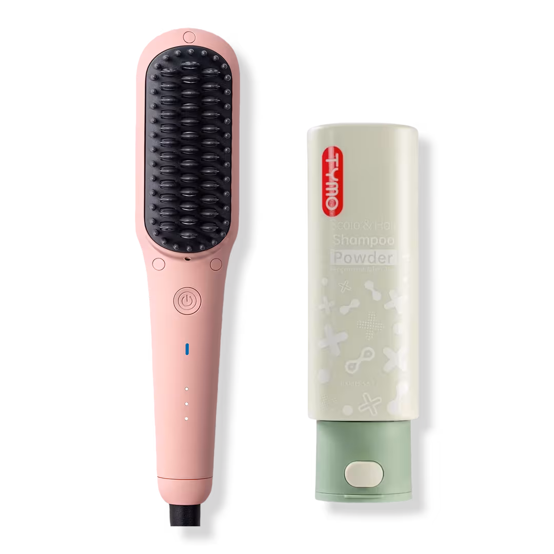 TYMO Beauty  Ionic Mini Hair Straightening Brush + Anti-Dandruff Shampoo