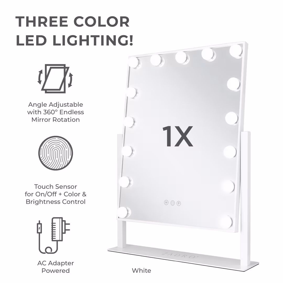 Zadro  Hollywood LED Vertical Vanity Makeup Mirror