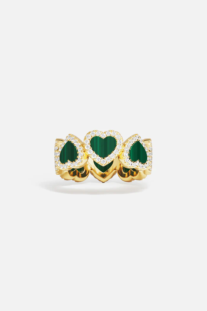 Anello cuore in malachite