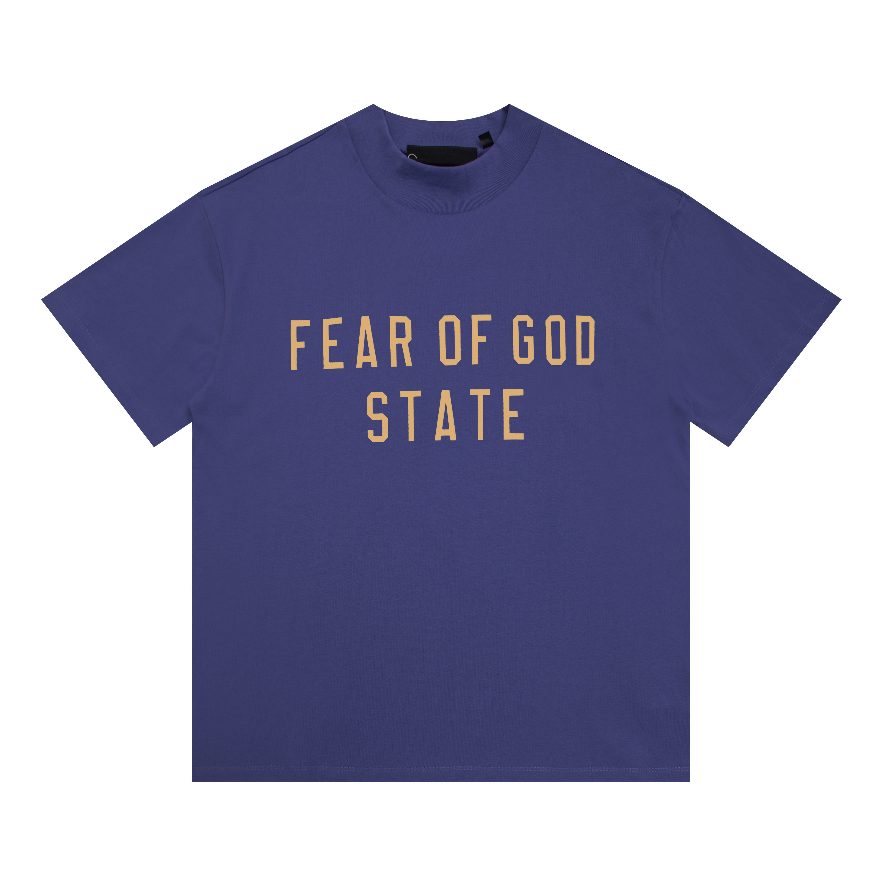 Purple and blue short-sleeved shirt with square letter printing