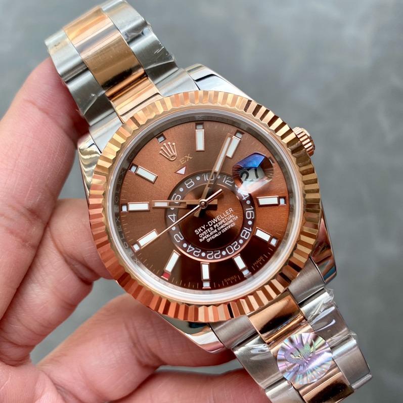 Rolex Watch SKY-DWELLER TWO-TONE 42 ROSE GOLD BEZEL BROWN DIAL